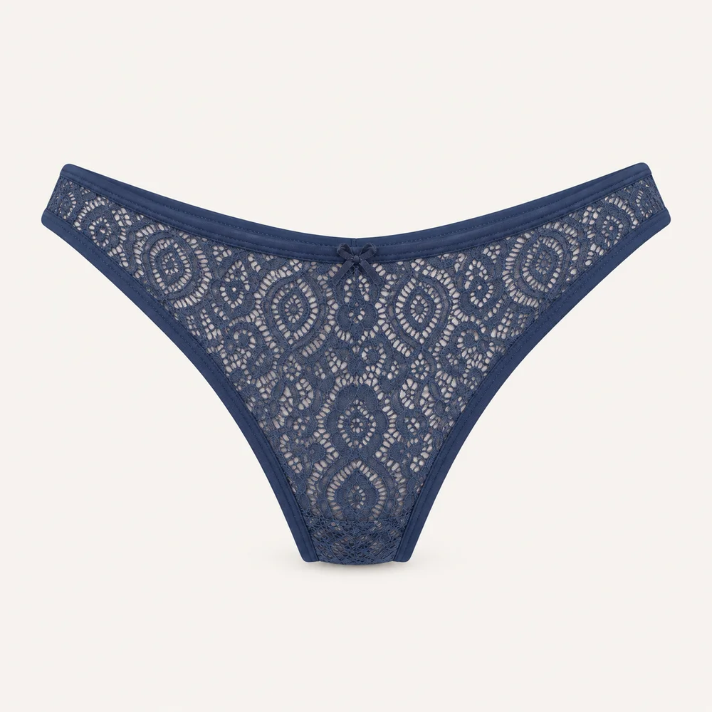 Bikini de algodón con encaje en Acero