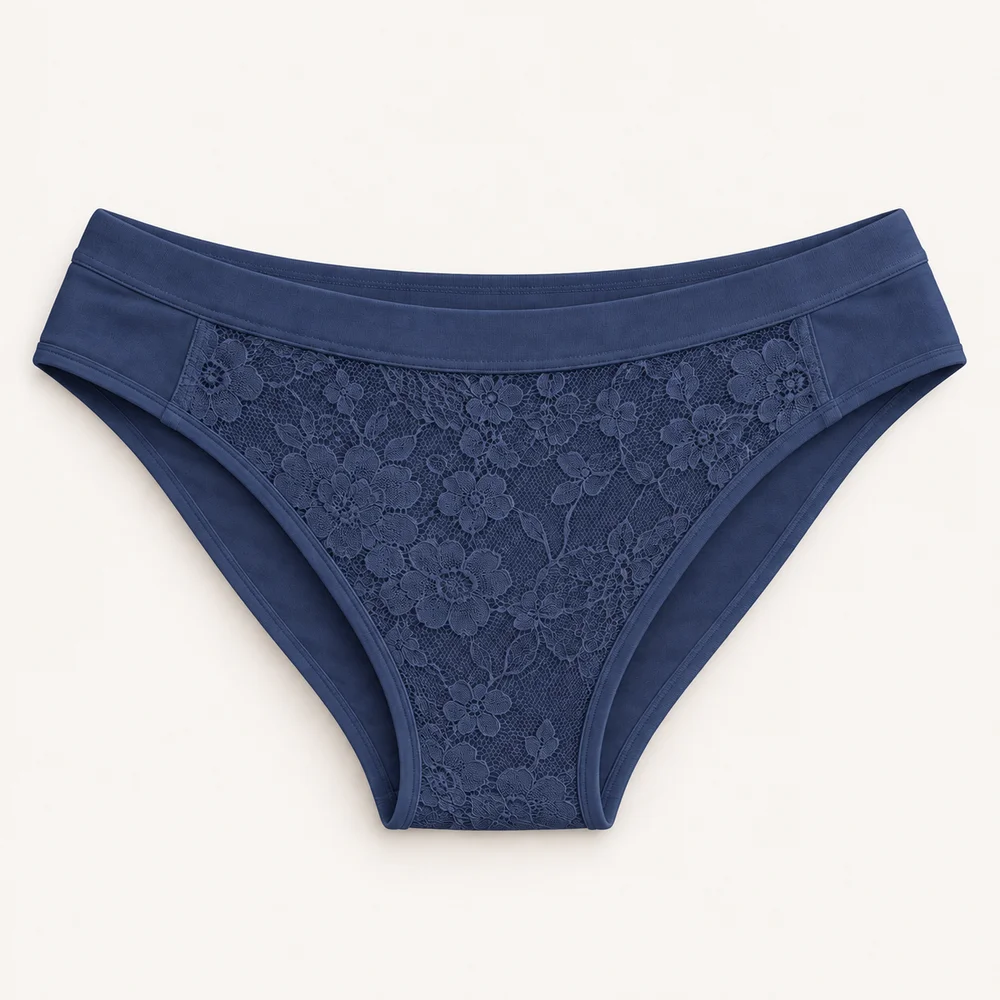 Bikini de algodón con tul en Acero